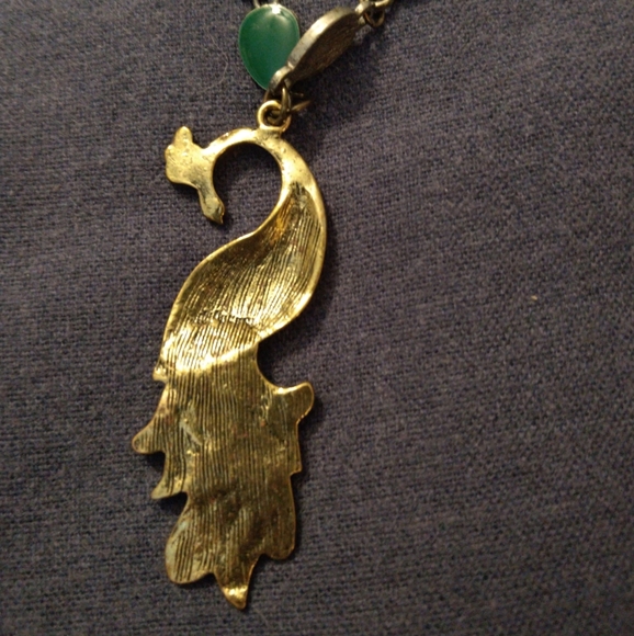 3 for💲25🌟 Peacock 🦚 necklace Antique-Brass & Green enamel bird - Picture 7 of 7